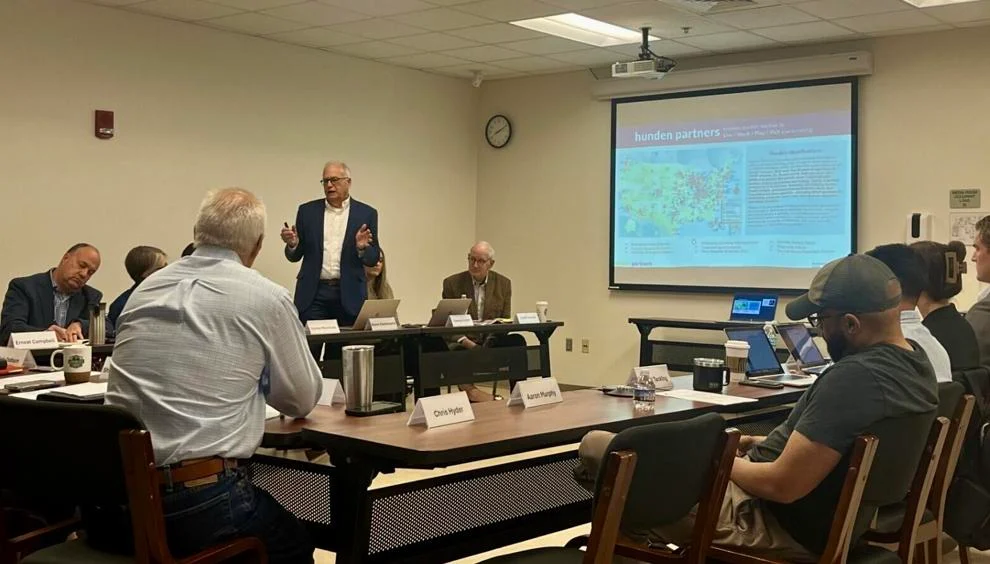 The Johnson City Development Authority met with real-estate development advisory practice Hunden Partners' Executive Vice President, Steve Haemmerle, to discuss the redevelopment possibilities of the John Sevier.